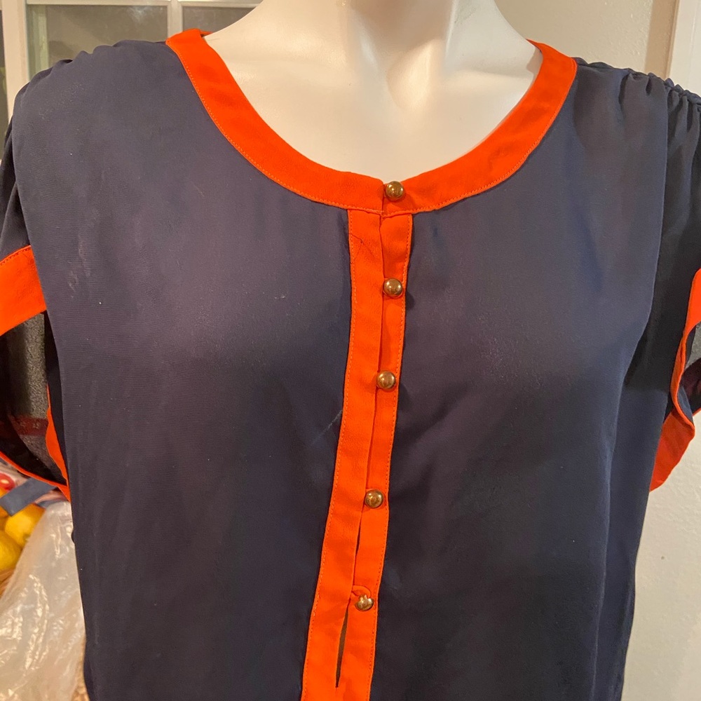 Navy blue/orange blouse